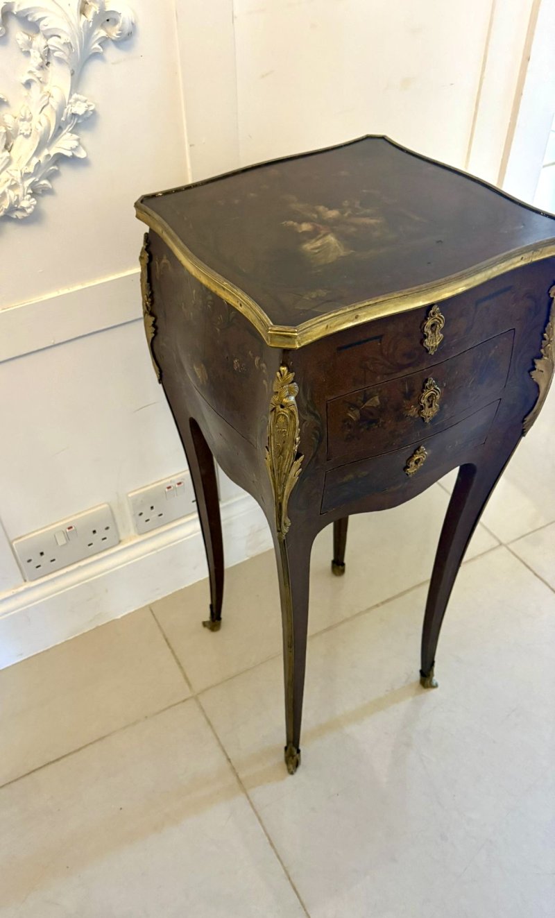 2802  Antique Victorian Quality French Lacquer Ormolu Mounted Jewellery Cabinet/Lamp Table - Image 5